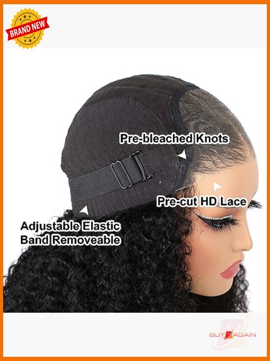 Glueless Wig Kinky Curly Lace Front Human Hair 7x5 HD Lace Pre Cut 20 Inch main image 6